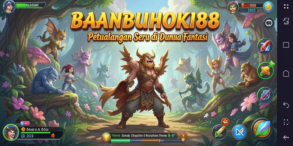 Screenshot menunjukkan pemain menjelajahi hutan dalam BANBUHOKI88.