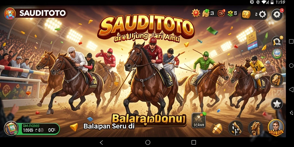 Tampilan gameplay menegangkan dalam SAUDITOTO dengan mobil balap yang melaju kencang.